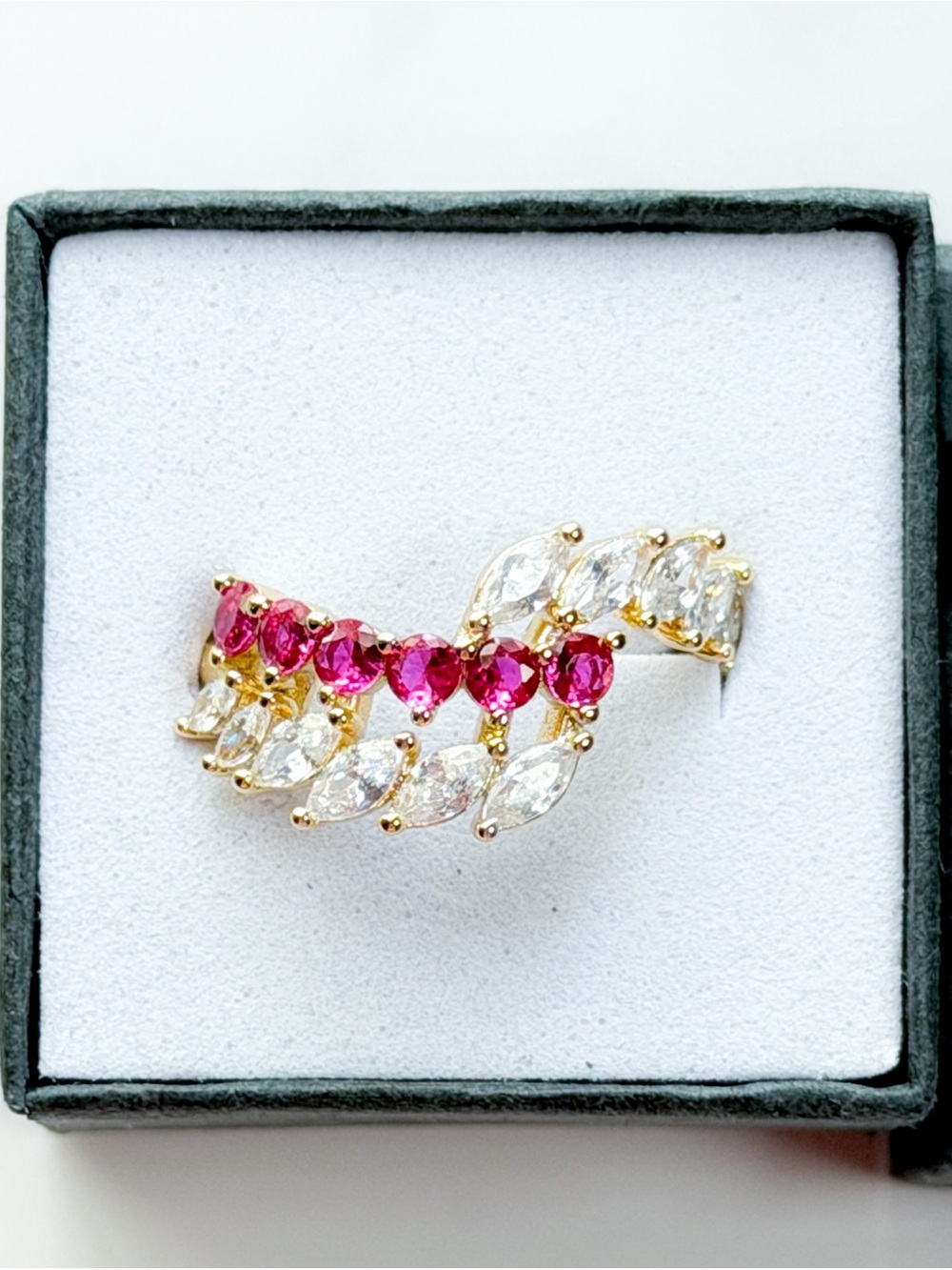 Bomb Party Fiery Blazing Rapture Ring Ruby CZ Gold Plated July 2025 Birthday EUC